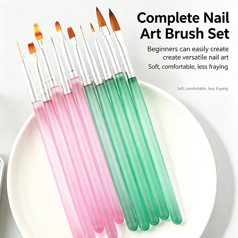 Nail Art Pink Soft - Lot de 5 pinceaux à ongles