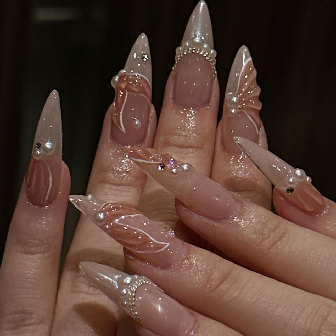 Nail Art French Nails - 24 pièces mode strass presse sur