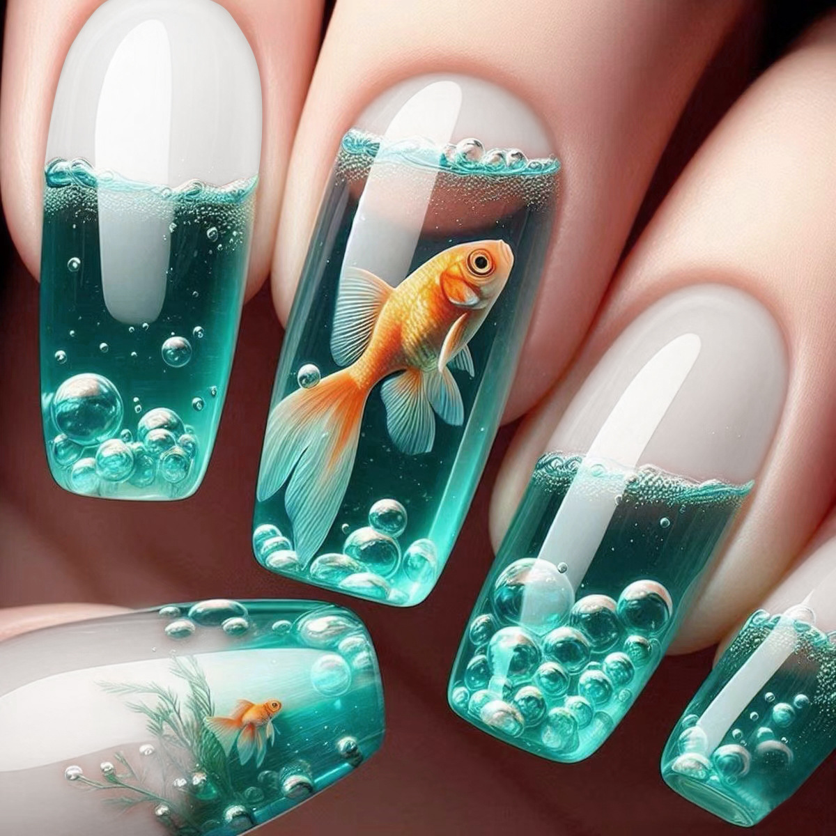Nail Art French Nails - Faux dissolvant français N64 3D presse