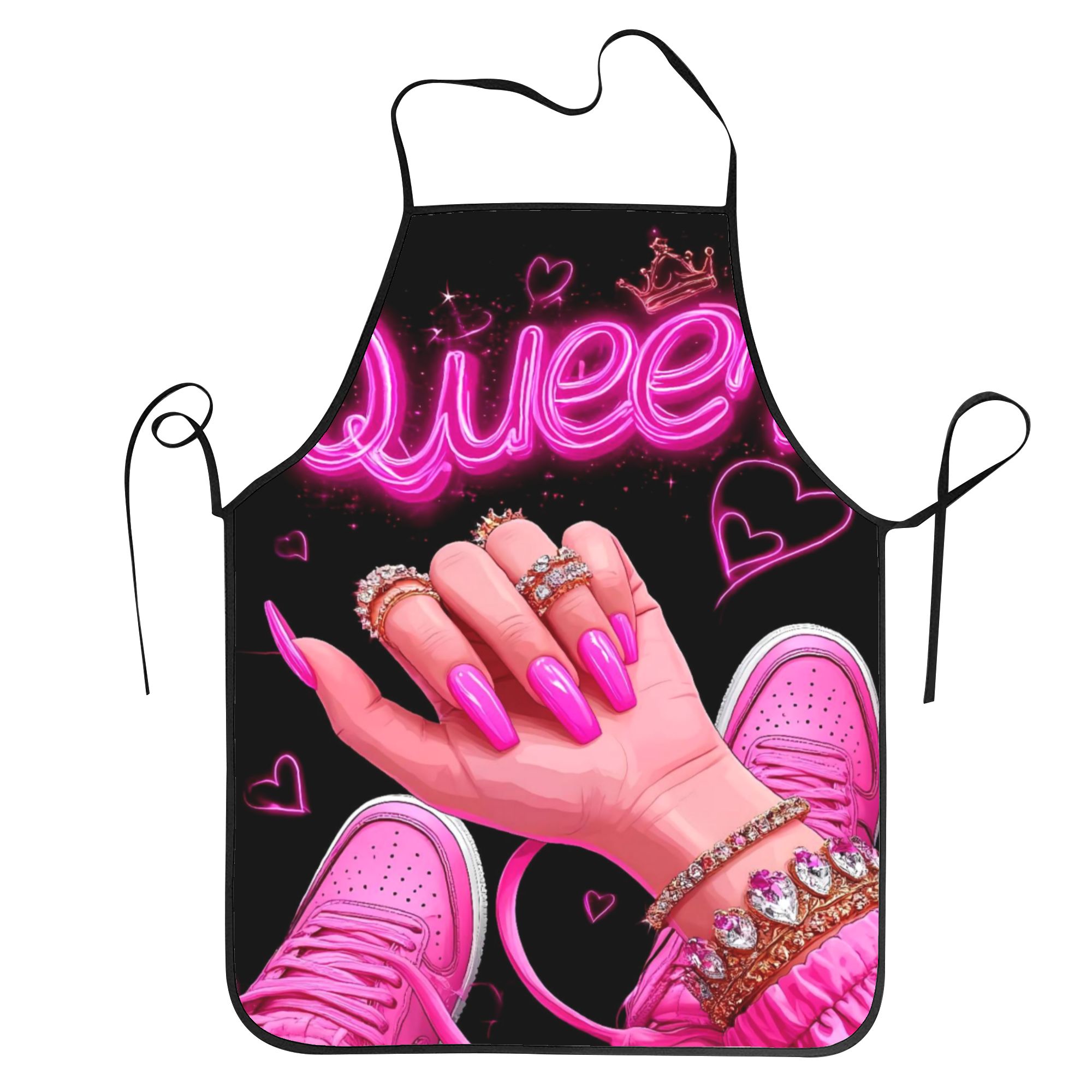 Nail Art Queens - Tablier rose néon imprimé Nail Art
