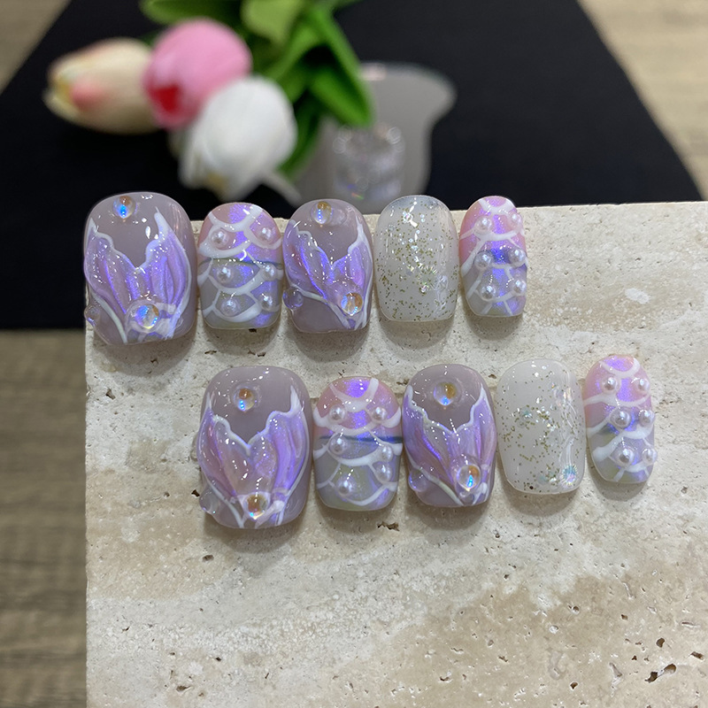10 faux ongles papillon fleuri - Nail Art French Nails avis et prix