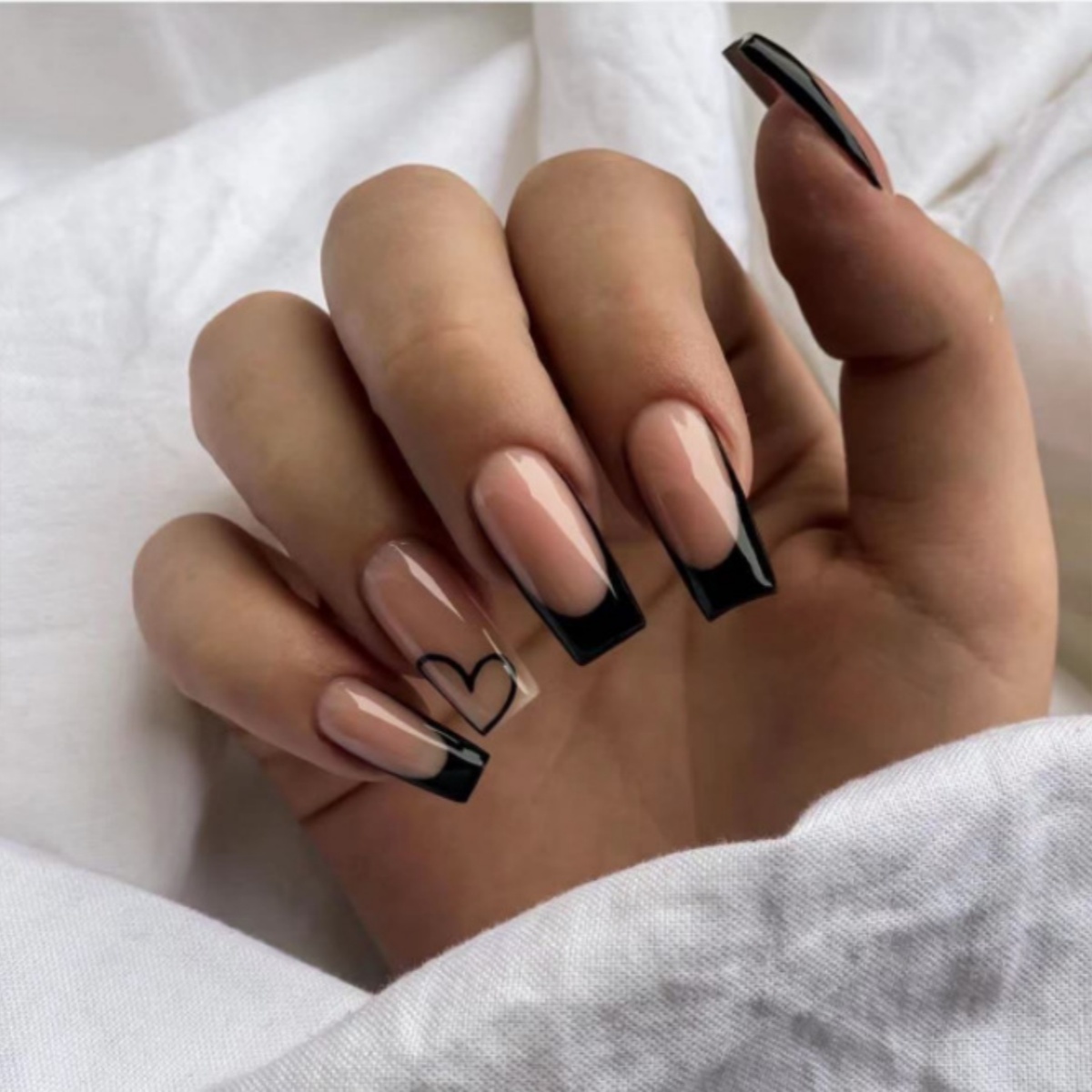24 pièces noir français faux o - Nail Art French Nails avis et prix